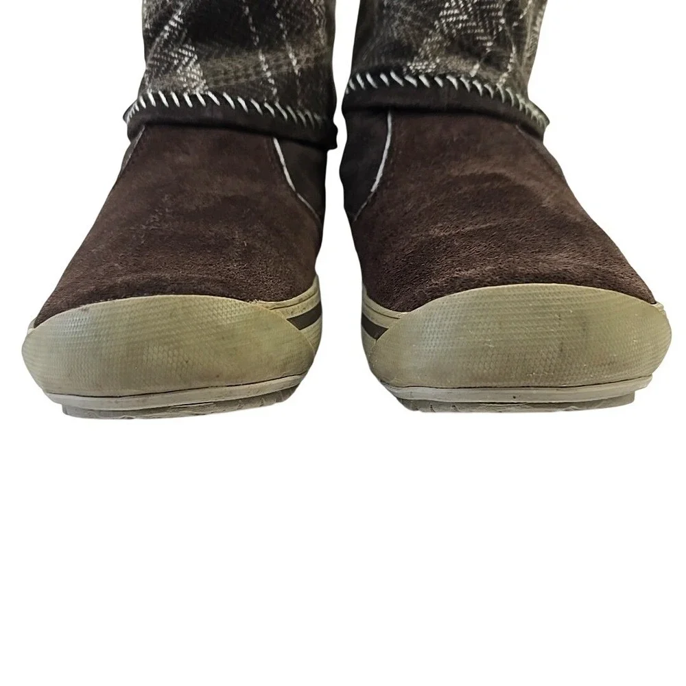 Smart Wool‎  Timberland Women's 6.5 Suede Plaid Roll Down Button Boots